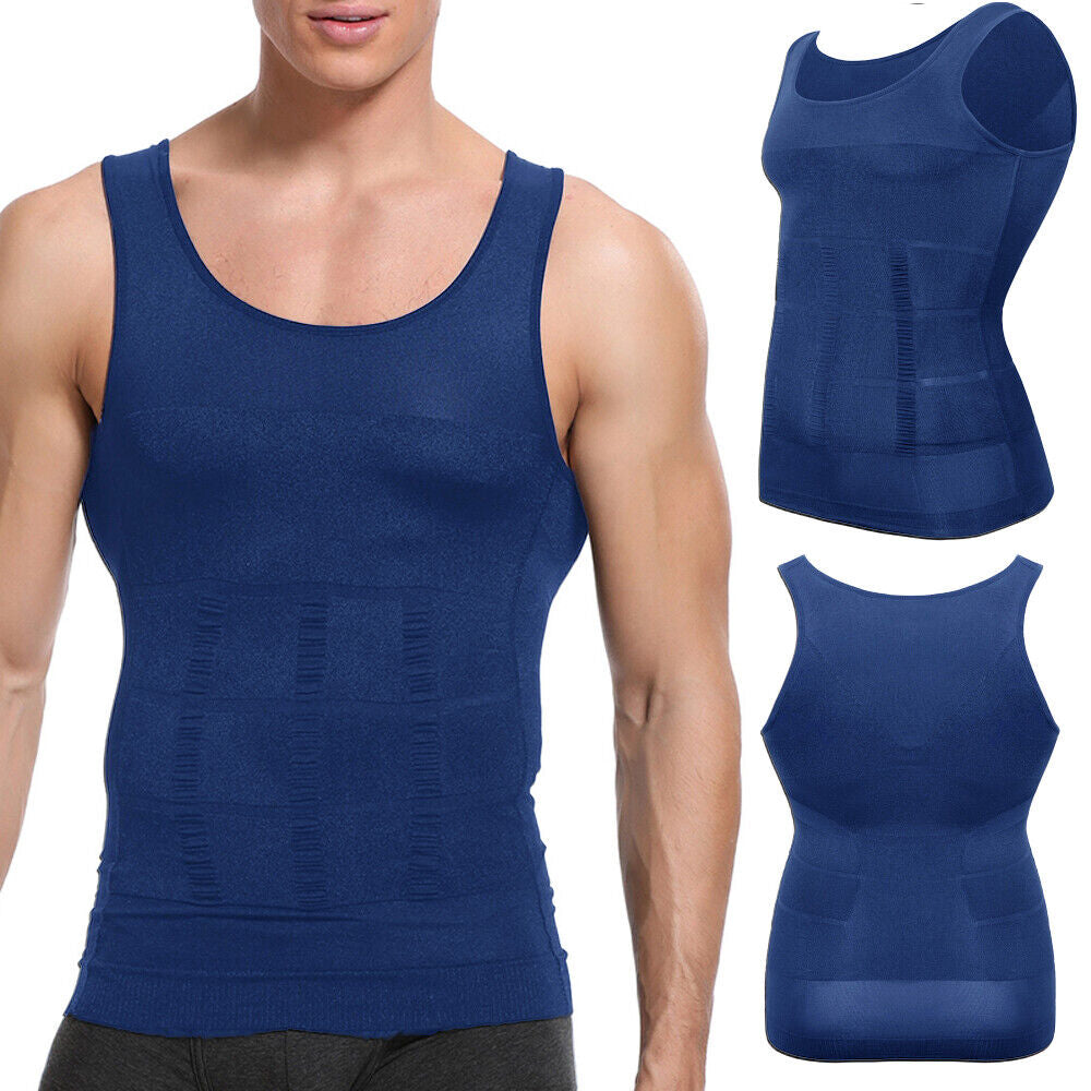 MENS SLIMMING TANK TOP BODY SHAPER COMPRESSION T-SHIRTS MEN SLIM UNDERSHIRTS UK