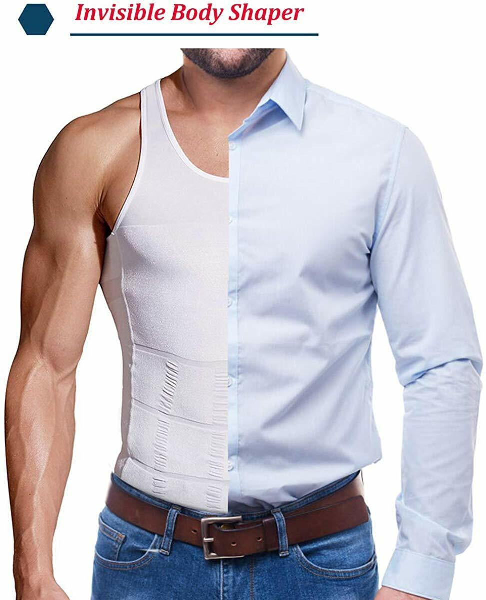 MENS SLIMMING TANK TOP BODY SHAPER COMPRESSION T-SHIRTS MEN SLIM UNDERSHIRTS UK