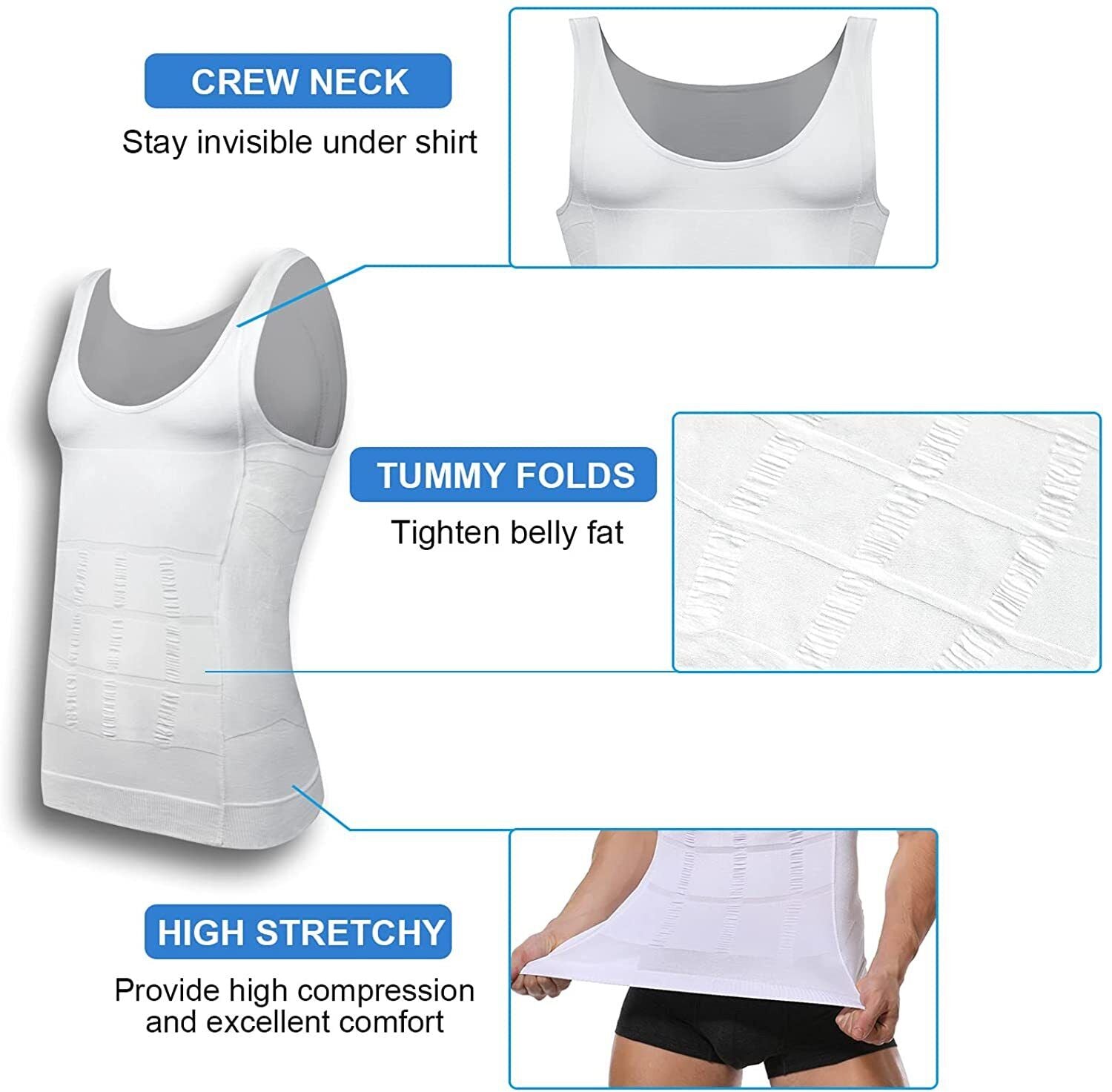 MENS SLIMMING TANK TOP BODY SHAPER COMPRESSION T-SHIRTS MEN SLIM UNDERSHIRTS UK