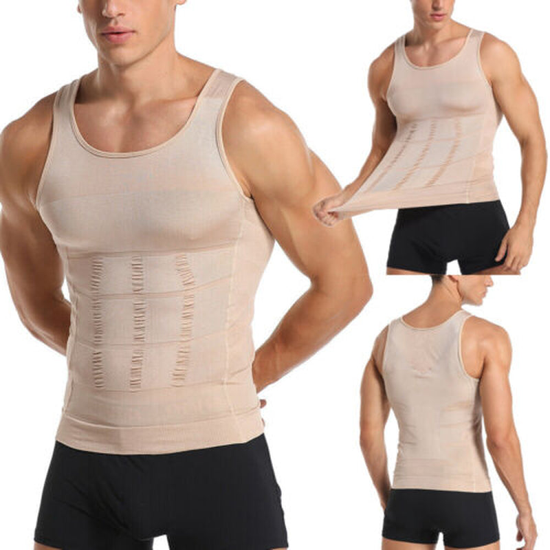 MENS SLIMMING TANK TOP BODY SHAPER COMPRESSION T-SHIRTS MEN SLIM UNDERSHIRTS UK