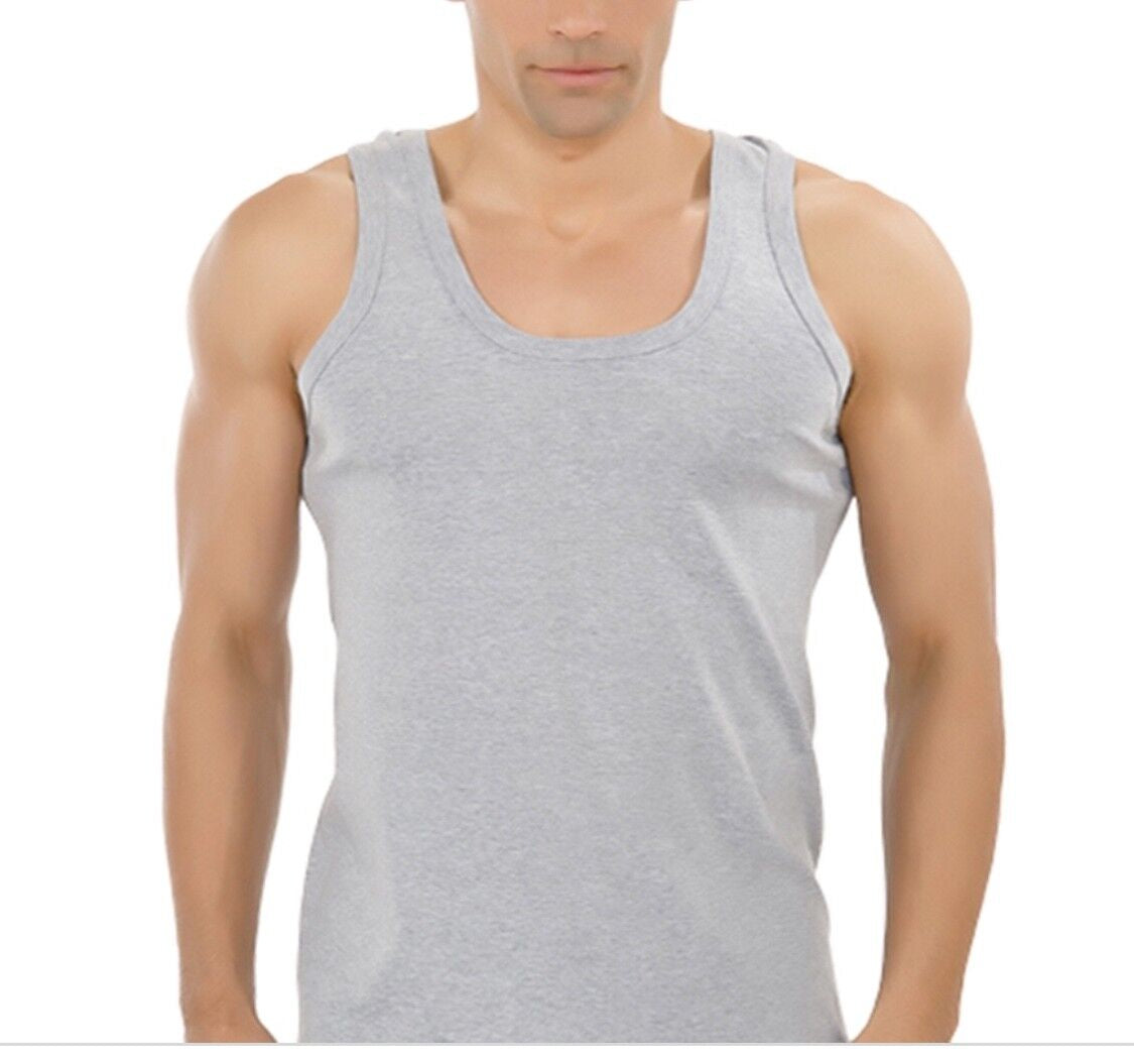 MENS VESTS 100% Cotton TANK TOP SUMMER TRAINING GYM TOPS PACK PLAIN S-2XL