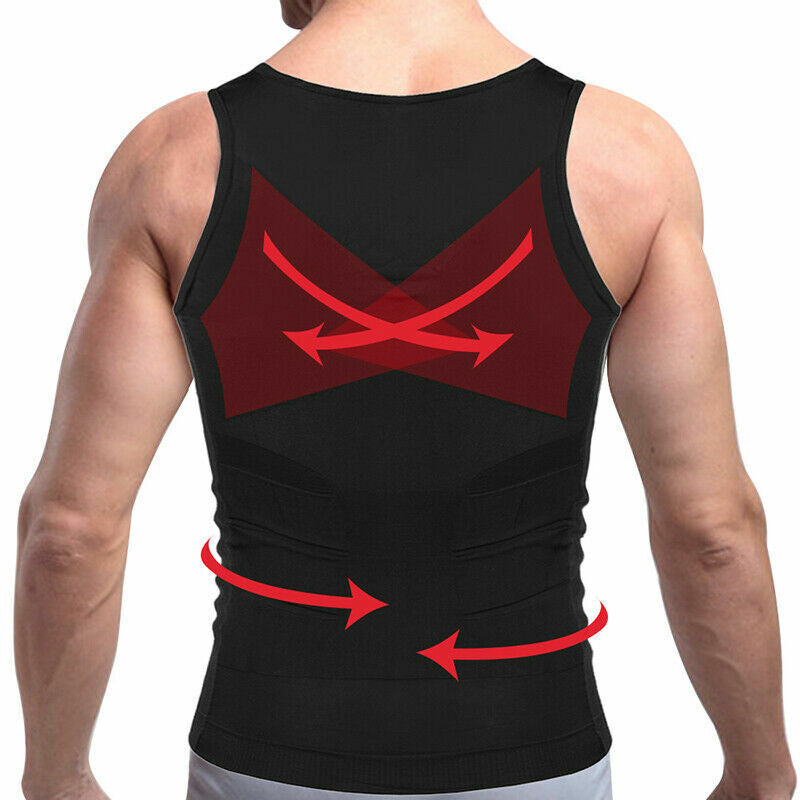 MENS SLIMMING TANK TOP BODY SHAPER COMPRESSION T-SHIRTS MEN SLIM UNDERSHIRTS UK