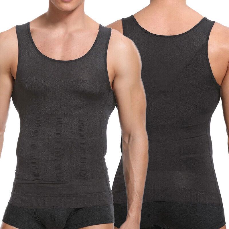 MENS SLIMMING TANK TOP BODY SHAPER COMPRESSION T-SHIRTS MEN SLIM UNDERSHIRTS UK