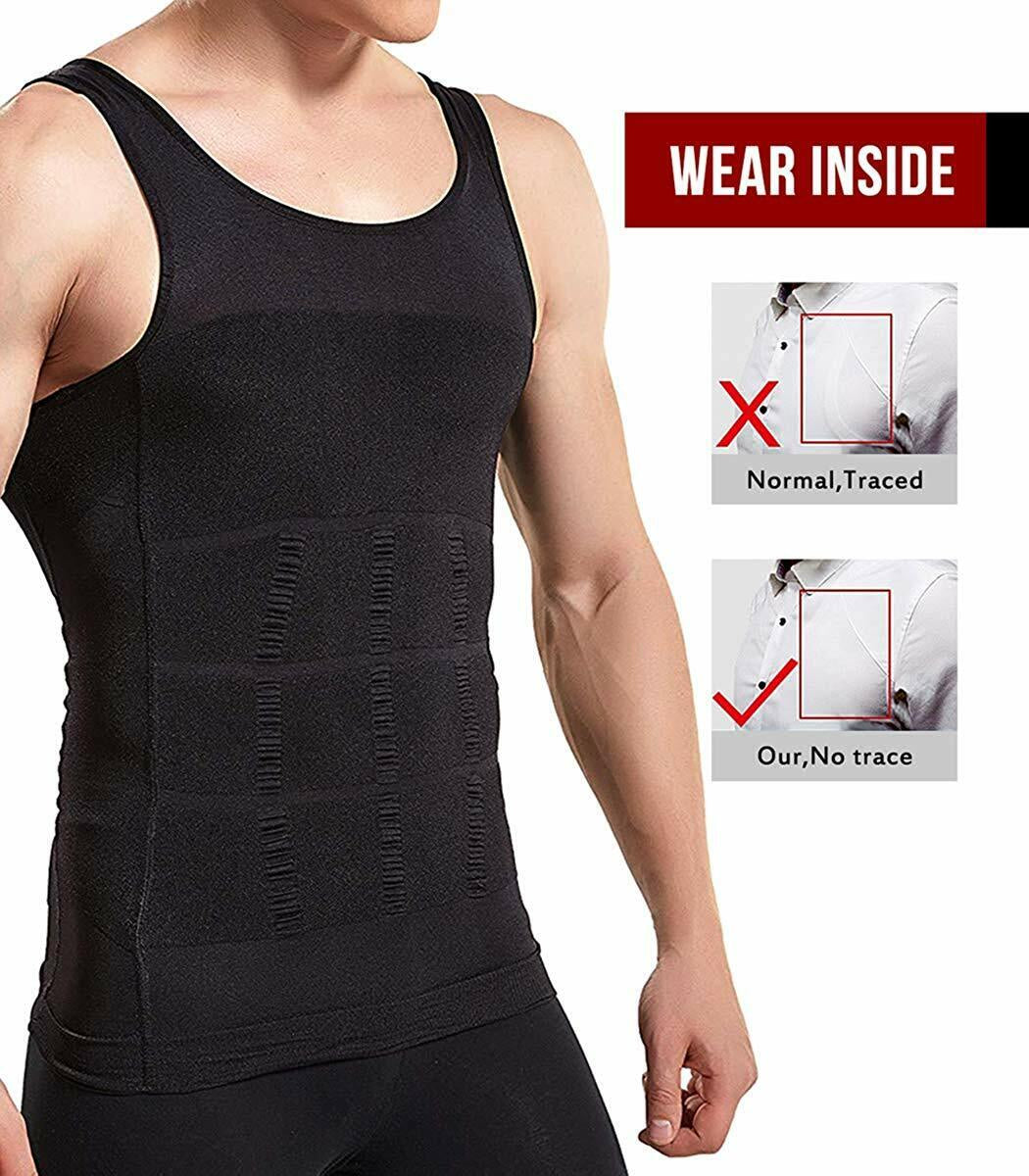 MENS SLIMMING TANK TOP BODY SHAPER COMPRESSION T-SHIRTS MEN SLIM UNDERSHIRTS UK