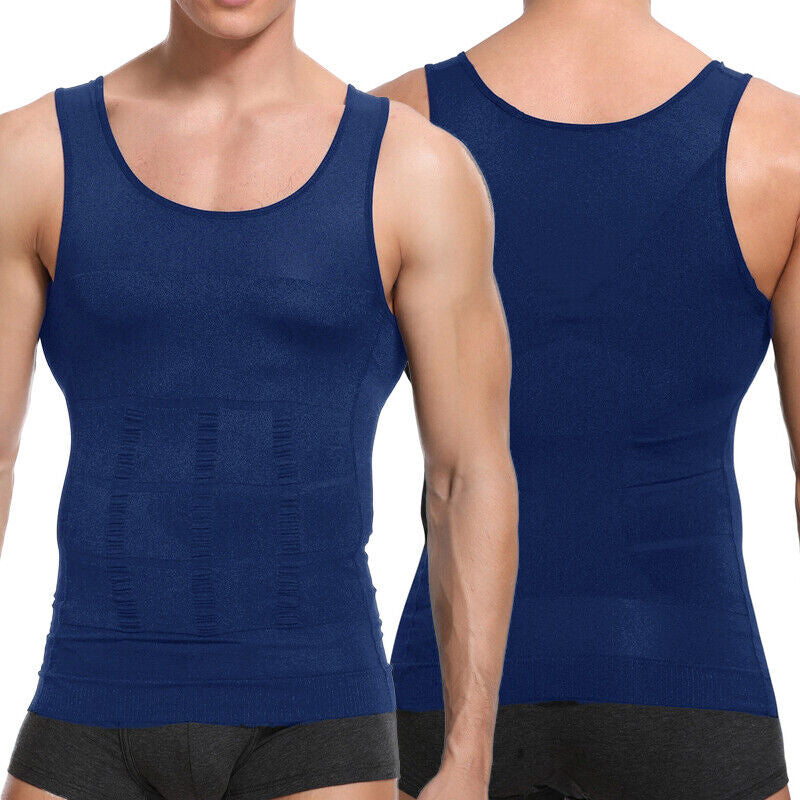 MENS SLIMMING TANK TOP BODY SHAPER COMPRESSION T-SHIRTS MEN SLIM UNDERSHIRTS UK