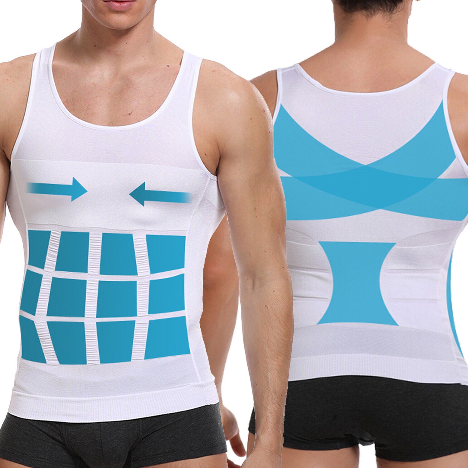 MENS SLIMMING TANK TOP BODY SHAPER COMPRESSION T-SHIRTS MEN SLIM UNDERSHIRTS UK