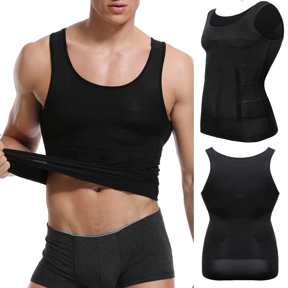 MENS SLIMMING TANK TOP BODY SHAPER COMPRESSION T-SHIRTS MEN SLIM UNDERSHIRTS UK