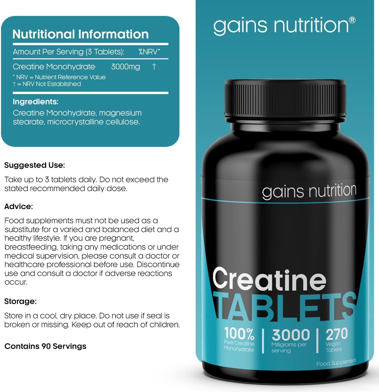 GN Creatine Tablets | 240 Creatine Monohydrate Tablets for Men & Women | High Strength 3000Mg Creatine-Monohydrate per Serving | Non-Gmo & Gluten Free