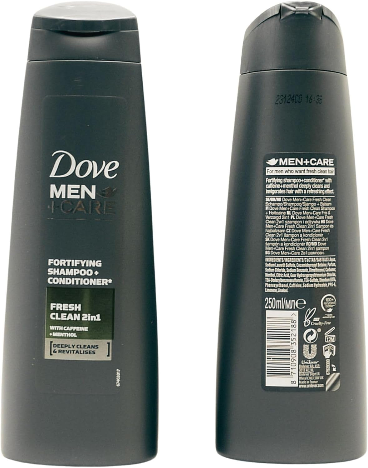 Dove Bundle with Dove Men+ Care Shampoo & Conditioner Cleansing with Methol and Caffeine 2 in 1 (2X 250Ml) with  Card