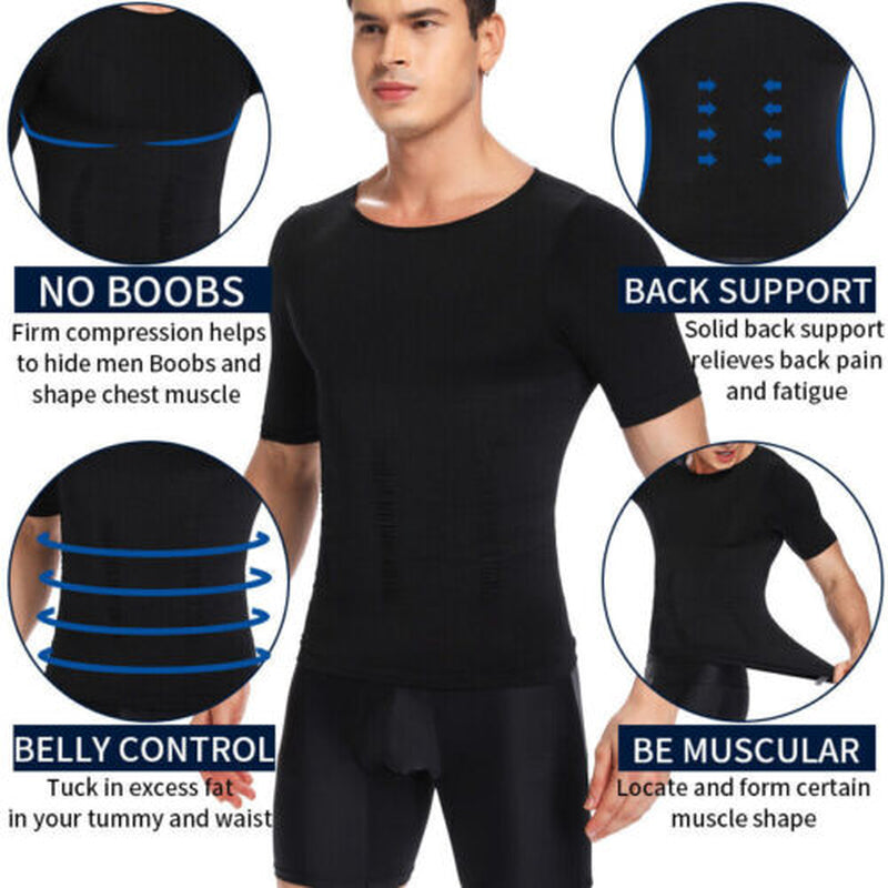 MENS SLIMMING TANK TOP BODY SHAPER COMPRESSION T-SHIRTS MEN SLIM UNDERSHIRTS UK